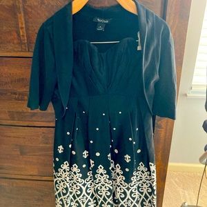 White House black market strapless dress w shrug